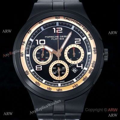 Copy Porsche Design Flat Six Chronograph Black-Gold Watches